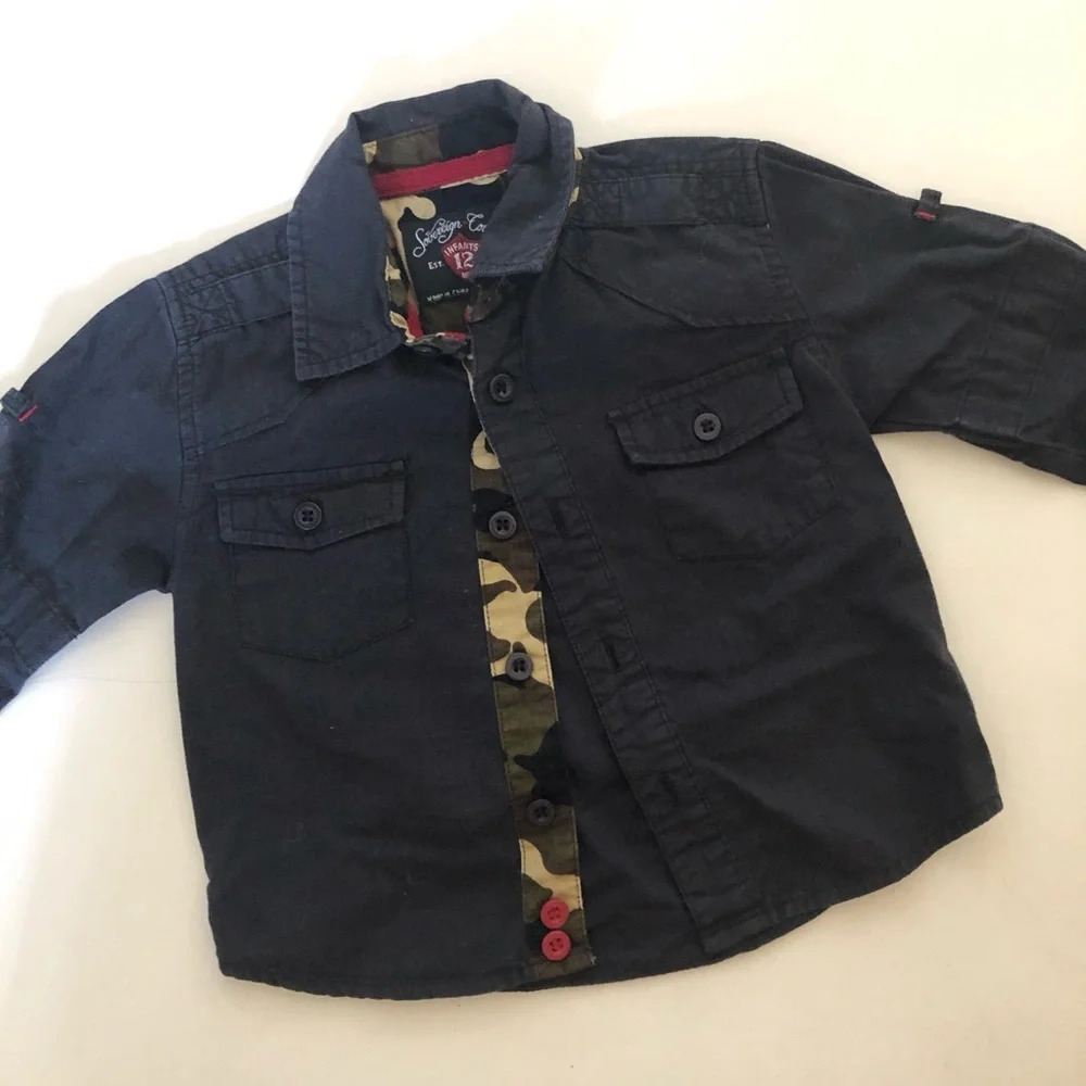 Baby Sovereign Code military style navy button top